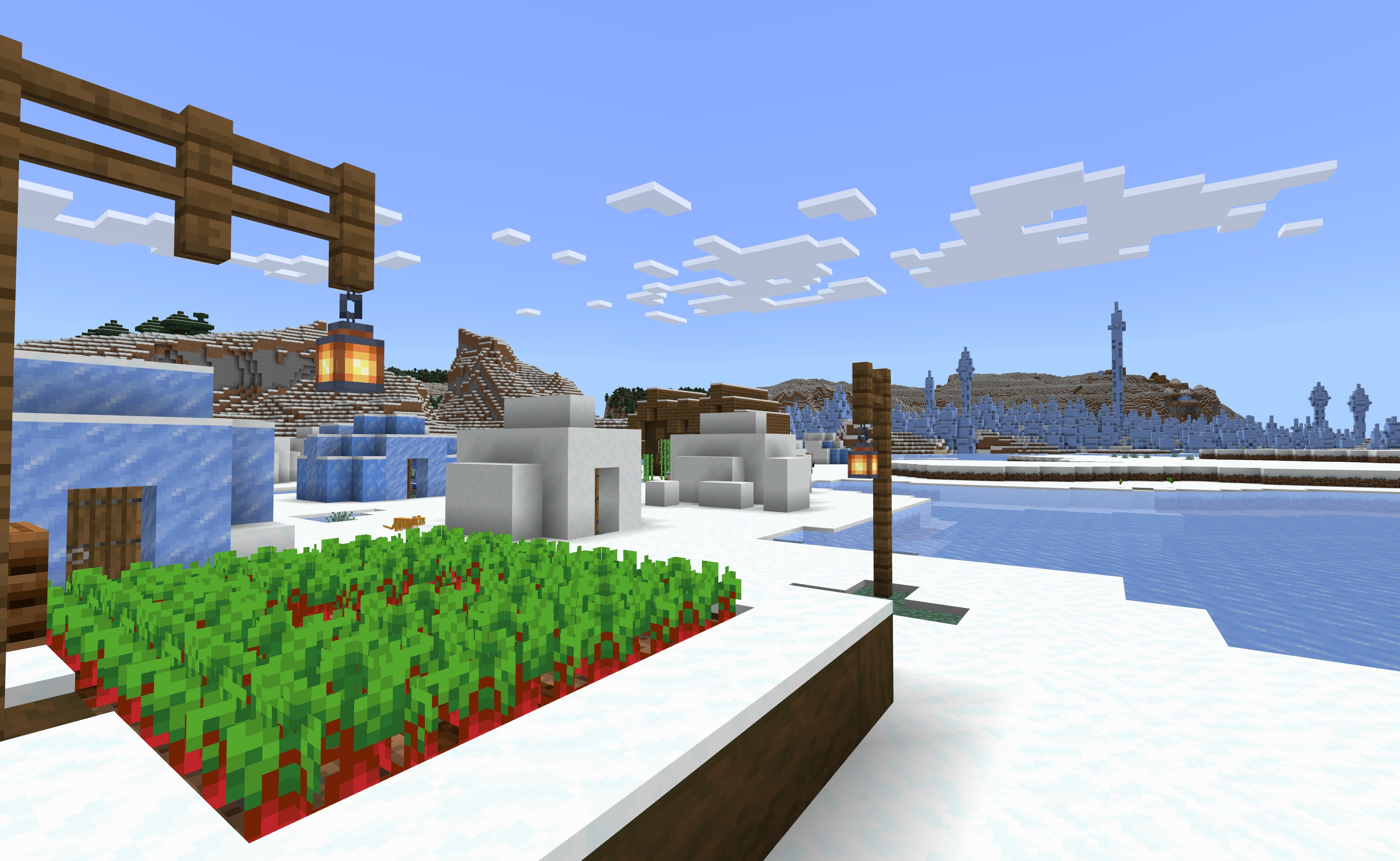 A Snowy Minecraft Village
