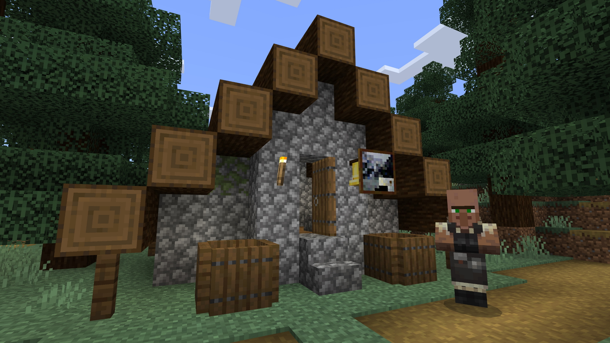 A Minecraft house and Villager