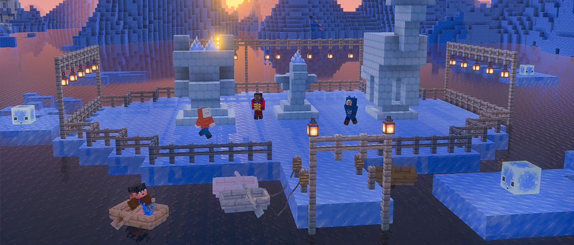 A snowy scene in Minecraft Preview